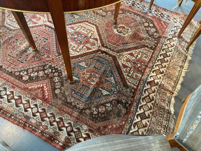 null Kazak-style Caucasian carpet with polychrome geometric patterns, approx. 242x170...