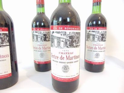BORDEAUX (-SUPÉRIEUR) Rouge, Château Tertre-de-Martinon 1975, cinq bouteilles dans...