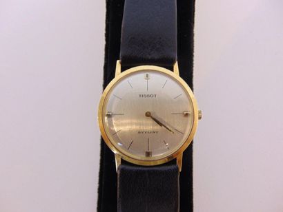 TISSOT Men's wristwatch, 18K yellow gold case, hallmark, l. 22.5 cm [slightly al...