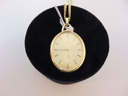 Mildia Oval pendant watch with 18 carat yellow gold casting, hallmarks, h. 5 cm (watch),...