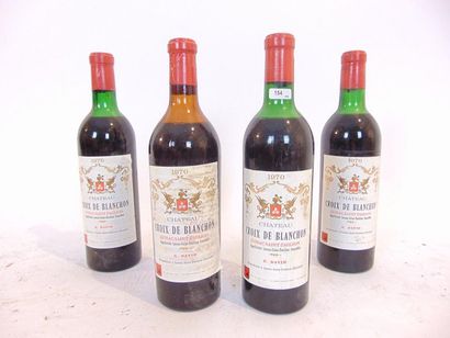 BORDEAUX (LUSSAC-SAINT-ÉMILION) Rouge, Château Croix-de-Blanchon 1970, quatre bouteilles...