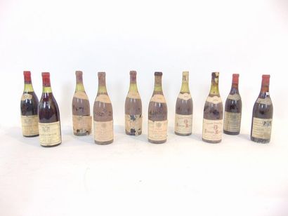 BOURGOGNE Rouge, dix bouteilles :

- (VOSNE-ROMANÉE), Bachey-Deslandes 1967, une...