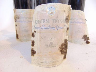 BORDEAUX (SAINT-ÉMILION-GRAND-CRU) Rouge, Château Teyssier 1990, cinq bouteilles...