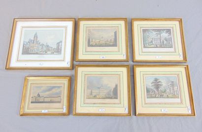null "Views of Brussels and Antwerp", four raised lithographs framed en suite, 23x26...