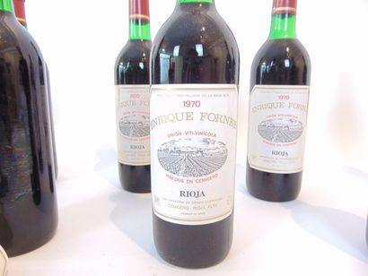 ESPAGNE (RIOJA) Rouge, Enrique Forner 1970, douze bouteilles dans leur carton d'origine...