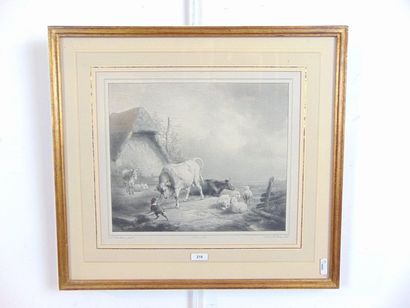 VERBOECKHOVEN Eugène (1798/99-1881) [d'après] "Animaux de ferme", lithographie, 22,5x26,5...