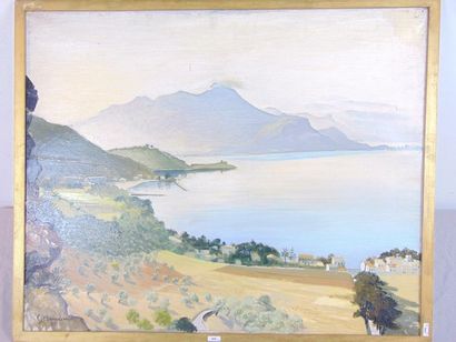 SERMON Lucien "Paysage provençal", [19]55, huile sur toile, signée et datée en bas...