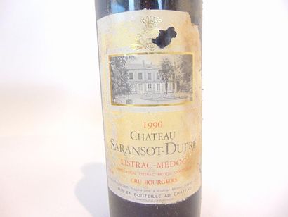 BORDEAUX (LISTRAC) Rouge, Château Saransot-Dupré, cru bourgeois 1990, douze bouteilles...
