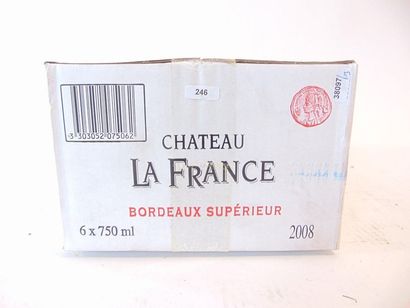 BORDEAUX (MÉDOC) Rouge, Château La France 2008, six bouteilles dans leur carton d'origine...