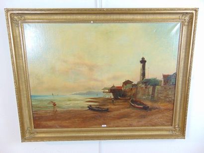 CHASSÉRIAUD R. "Port at low tide", [18]98, oil on canvas, signed and dated lower...