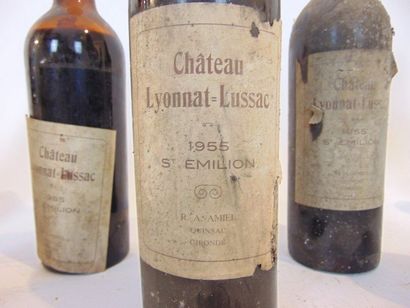 BORDEAUX (SAINT-ÉMILION) Rouge, Château Lyonnat-Lussac 1949 (deux) et 1955 (cinq),...