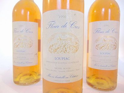 BORDEAUX Blanc liquoreux, douze bouteilles :

- (LOUPIAC), Fleur de Cros 1990, quatre...