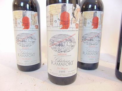 BORDEAUX Rouge, huit bouteilles :

- (MÉDOC), Château Ramafort 1995 (Karl Heeremans),...