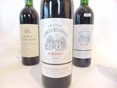 BORDEAUX Rouge et blanc, douze bouteilles :

- (MÉDOC), rouge, Château Le Breuil-Renaissance...