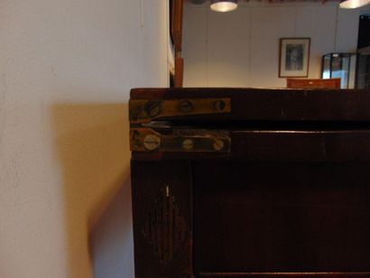 null Table en console à plateau-portefeuille, XIXe, bois acajou, 72x92x45 cm (fermée)...