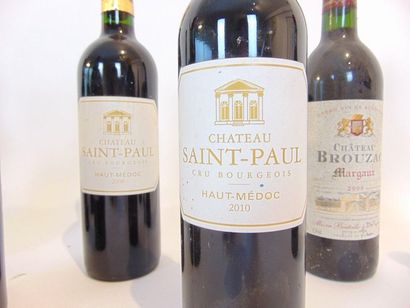 BORDEAUX Rouge, douze bouteilles :
- (MARGAUX), Château Brouzac 2000, deux bouteilles...