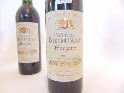 BORDEAUX Rouge, douze bouteilles :
- (MARGAUX), Château Brouzac 2000, deux bouteilles...