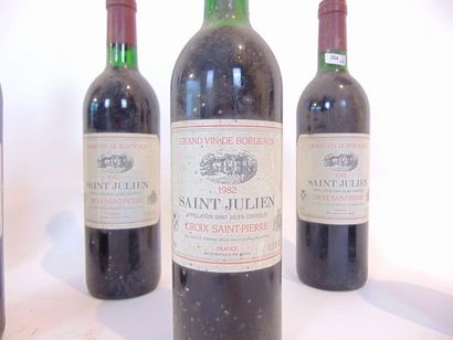 BORDEAUX Red, ten bottles:

- (SAINT-JULIEN), Croix-Saint-Pierre 1982, five bottles...