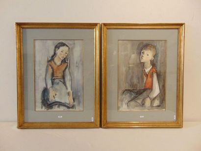 DRIES Jean (1905-1973) Signatures illisibles, "Jeune Fille" et "Jeune Homme", XXe,...