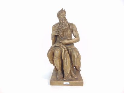 MICHEL-ANGE (1475-1564) [d'après] "Moïse", circa 1900, épreuve en terracotta à patine...