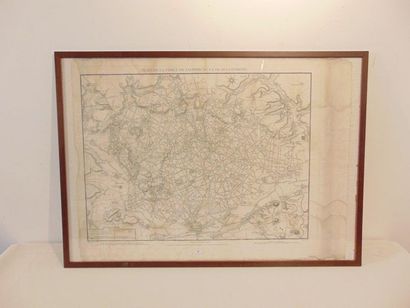 null "Plan de la forêt de Compiègne et de ses environs", XIXe, estampe, 57x76,5 cm...