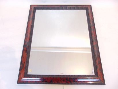 null Rectangular mirror in the Baroque style, 20th century, blackened curly wood...