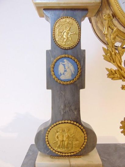 null Louis XVI period portal clock, late 18th century, marble, chased and gilded...