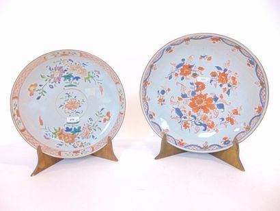CHINE Two compote dishes with floral decorations in polychrome enamels known as Rose...