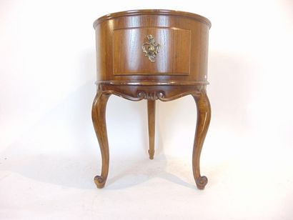 null Pair of Louis XV style tripod tables-drums opening with a drawer in the belt,...