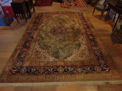 null Large Isfahan-style Persian carpet with central medallion and floral scrolls...