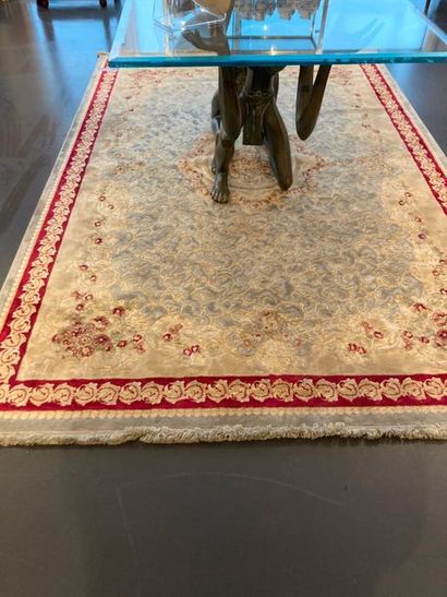 null European carpet with central medallion and floral motifs on an azure field,...