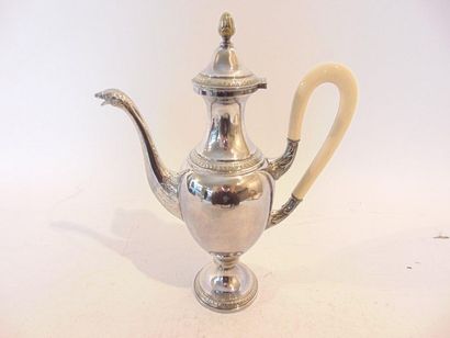 null Empire style tea and coffee service, 20th century, silver plated metal, ivory...