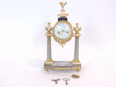 null Louis XVI style portal clock with lyres, 19th century, marble, ormolu ornaments,...