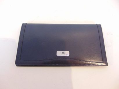 DELVAUX - BRUXELLES Navy leather pouch, l. 18.5 cm; an evening clutch is attache...