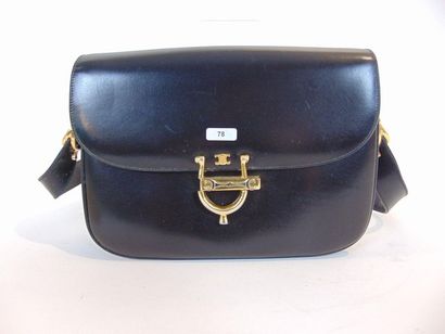 CELINE - PARIS black leather handbag, with mirror and cover, l. 26 cm [wear and ...