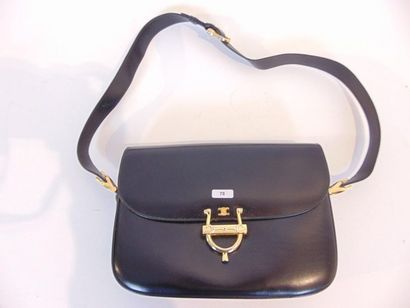 CELINE - PARIS black leather handbag, with mirror and cover, l. 26 cm [wear and ...