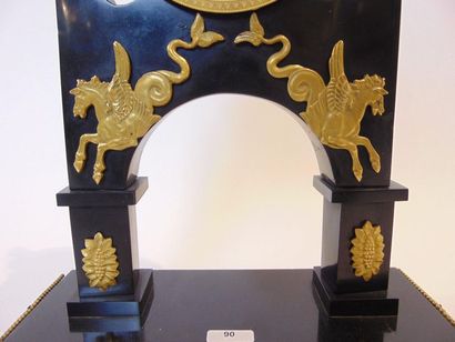 null Consulate period portal clock with sea horses, circa 1800, marble, chased and...