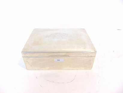 null Cigarette box, circa 1945, silver, marked and autographed with date, l. 19 cm,...