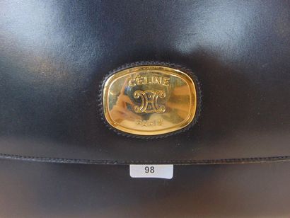 CELINE - PARIS Navy leather handbag, with cover, l. 27 cm [wear and tear].