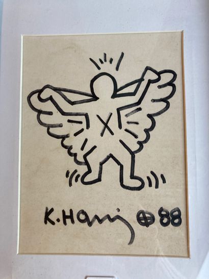 HARING KEITH (1958-1990) "Superhero X", [19]88, felt on paper, signed and dated below,...