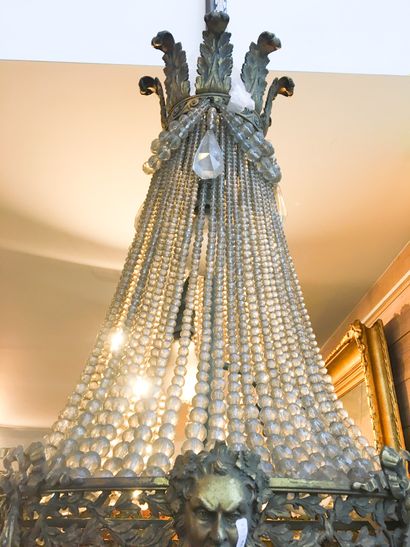 null Louis XVI style chandelier with masks and festoons, seven interior lights, early...