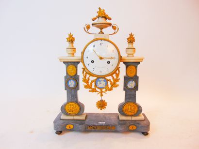 null Louis XVI period portal clock, late 18th century, marble, chased and gilded...