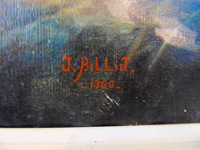 ECOLE FRANCAISE "L'Hallali", 1900, oil on monumental canvas, signed [J. BILLIET]...