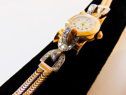 BUREN - SUISSE Art Deco period ladies' wristwatch in yellow gold (18 carats) set...