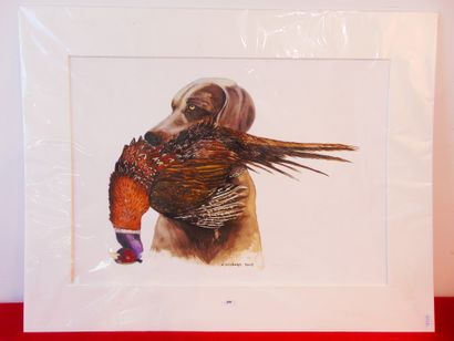 VRIJDAGS K. "Dog with Pheasant", circa 2002, polychrome lithograph, signed and justified...