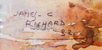 RICHARD James (1884-1972) "Côte d'Azur", [19]32, aquarelle sur papier, signée et...
