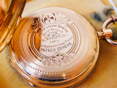 null Yellow gold (18K) pocket watch, hallmarks, with case, h. 6.5 cm, 77 g approx....