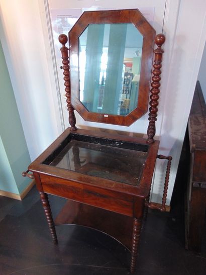 null A Louis-Philippe period dressing table opening with a drawer in the waist, rectangular...