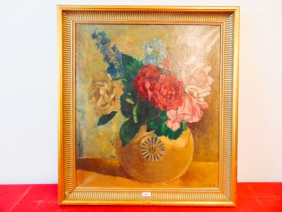 LAUDY Jean (1877-1956) [attribué à] "Bouquet", [19](33), huile sur toile rentoilée,...