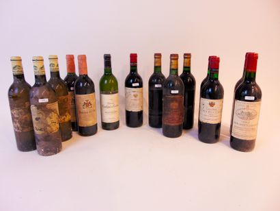 BORDEAUX Rouge et blanc, quatorze bouteilles :

- (MÉDOC), rouge, Château La Tour-Haut-Caussan...